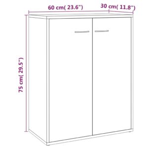 vidaXL Förvaringsskåp rökfärgad ek 60x30x75 cm konstruerat trä - Bild 8