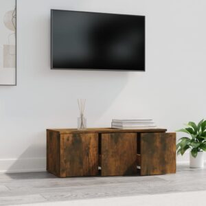 vidaXL Tv-bänk rökfärgad ek 80x34x30 cm konstruerat trä - Bild 4