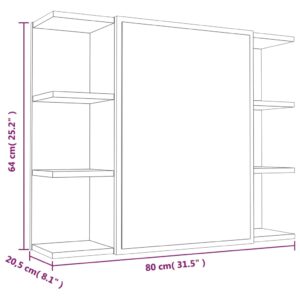 vidaXL Spegelskåp för badrum Grå Sonoma 80x20,5x64 cm konstruerat trä - Bild 11