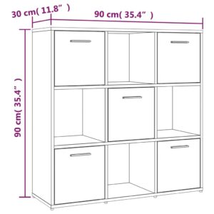 vidaXL Bokhylla rökfärgad ek 90x30x90 cm konstruerat trä - Bild 8