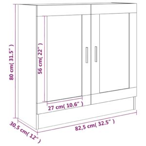 vidaXL Vitrinskåp rökfärgad ek 82,5x30,5x80 cm konstruerat trä - Bild 9