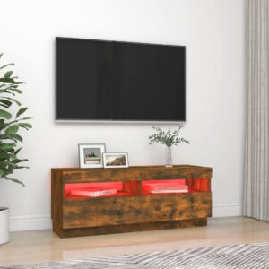 vidaXL Tv-bänk med LED-belysning rökfärgad ek 100x35x40 cm - Bild 3