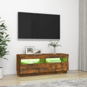 vidaXL Tv-bänk med LED-belysning rökfärgad ek 100x35x40 cm - Bild 4