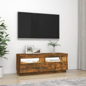 vidaXL Tv-bänk med LED-belysning rökfärgad ek 100x35x40 cm - Bild 5