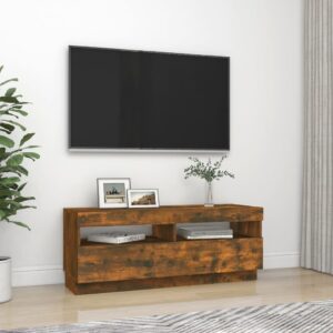 vidaXL Tv-bänk med LED-belysning rökfärgad ek 100x35x40 cm - Bild 6