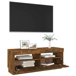 vidaXL Tv-bänk med LED-belysning rökfärgad ek 100x35x40 cm - Bild 7