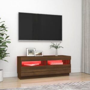 vidaXL Tv-bänk med LED-belysning brun ek 100x35x40 cm - Bild 3