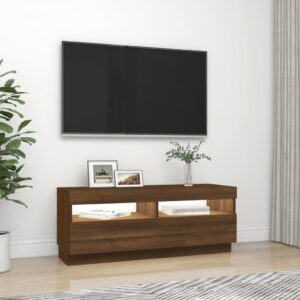 vidaXL Tv-bänk med LED-belysning brun ek 100x35x40 cm - Bild 5