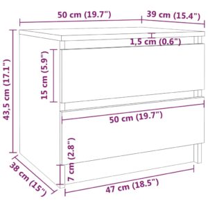 vidaXL Sängbord 2 st rökfärgad ek 50x39x43,5 cm konstruerat trä - Bild 7