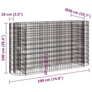 vidaXL Planteringsgabion galvaniserat järn 190x50x100 cm - Bild 8