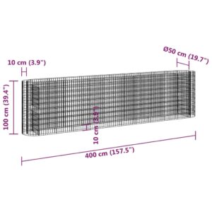 vidaXL Planteringsgabion galvaniserat järn 400x50x100 cm - Bild 8