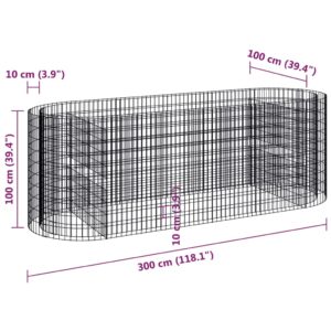 vidaXL Planteringsgabion galvaniserat järn 300x100x100 cm - Bild 8