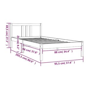 vidaXL Sängram svart massivt trä 90x200 cm - Bild 9