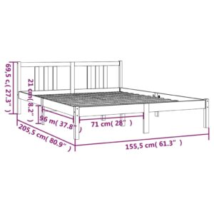 vidaXL Sängram vit massivt trä 150x200 cm - Bild 9