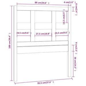 vidaXL Sänggavel vit 95,5x4x100 cm massiv furu - Bild 6