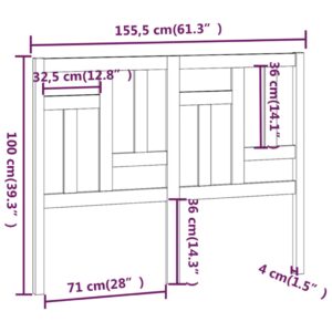 vidaXL Sänggavel vit 155,5x4x100 cm massiv furu - Bild 6