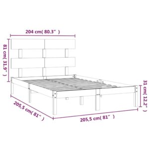 vidaXL Sängram grå massivt trä 200x200 cm - Bild 6