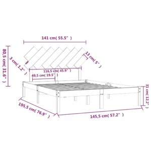 vidaXL Sängram vit 140x190 cm massivt trä - Bild 6