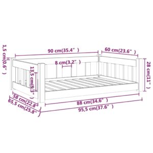 vidaXL Hundbädd 95,5x65,5x28 cm massiv furu - Bild 7