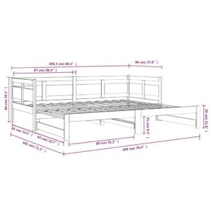 vidaXL Dagbädd utdragbar vit massiv furu 2x(90x200) cm - Bild 11