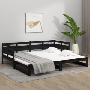 vidaXL Bäddsoffa svart massiv furu 2x(90x190) cm - Bild 4