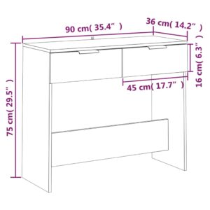 vidaXL Avlastningsbord rökfärgad ek 90x36x75 cm konstruerat trä - Bild 8