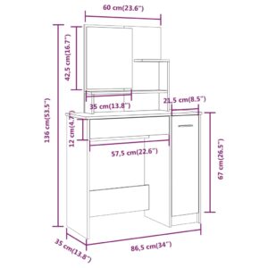 vidaXL Sminkbord set vit 86,5x35x136 cm - Bild 9