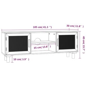 vidaXL Tv-bänk Vit 105x30x40 cm massiv furu & naturlig rotting - Bild 8