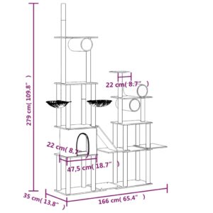 vidaXL Klösträd med sisalpelare mörkgrå 279 cm - Bild 7