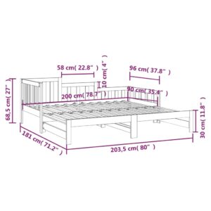 vidaXL Utdragbar dagbädd vit 2x(90x200) cm massiv furu - Bild 12