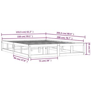 vidaXL Sängram massivt trä 150x200 cm grå - Bild 9