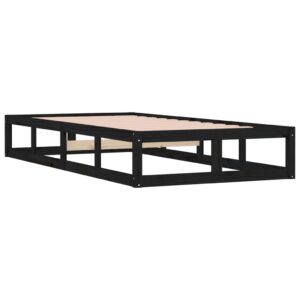 vidaXL Sängram massiv furu 75x190 cm svart - Bild 4