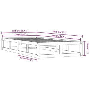 vidaXL Sängram massiv furu 75x190 cm svart - Bild 9