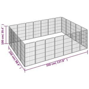 vidaXL Hundbur 24-paneler svart 50x100 cm pulverlackerat stål - Bild 7