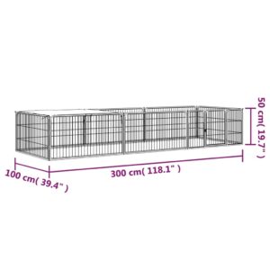 vidaXL Hundbur 8 paneler svart 100x50 cm pulverlackerat stål - Bild 6