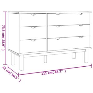 vidaXL Byrå OTTA brun&grå 111x43x73,5 cm massiv furu - Bild 8