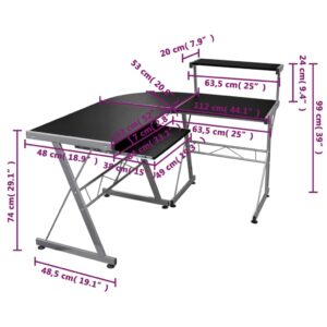 vidaXL Datorbord hörn svart 132x112x99 cm konstruerat trä - Bild 6