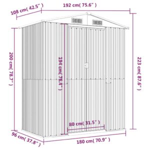 vidaXL Trädgårdsskjul antracit 192x108x223 cm galvaniserat stål - Bild 8