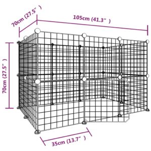 vidaXL Hundgård svart 20 paneler 35x35 cm stål - Bild 4