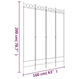 vidaXL Rumsavdelare 4 paneler vit 160x200 cm tyg - Bild 8