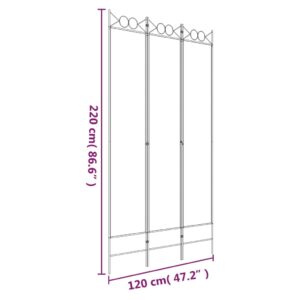 vidaXL Rumsavdelare 3 paneler vit 120x220 cm tyg - Bild 8