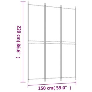 vidaXL Rumsavdelare 3 paneler vit 150x220 cm tyg - Bild 8