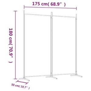 vidaXL Rumsavdelare 2 panel vit 175x180 cm tyg - Bild 8