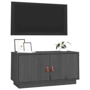 vidaXL Tv-bänk grå 80x34x40 cm massiv furu - Bild 4