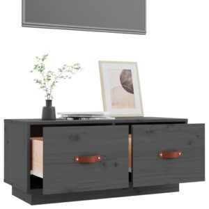 vidaXL Tv-bänk grå 80x34x35 cm massiv furu - Bild 5