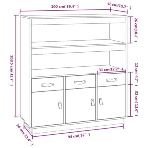 vidaXL Högskåp 100x40x108,5 cm massiv furu - Bild 9