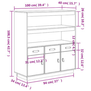 vidaXL Vitrinskåp honungsbrun 100x40x108,5 cm massiv furu - Bild 12