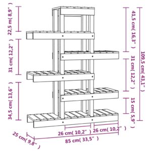 vidaXL Växtställ vit 85x25x109,5 cm massiv furu - Bild 8