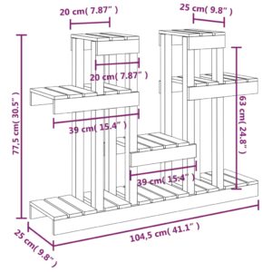 vidaXL Växtställ Grå 104,5x25x77,5 cm massiv furu - Bild 8