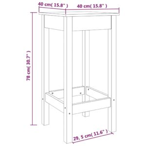 vidaXL Barstolar 2 st svart 40x40x78 cm massiv furu - Bild 6